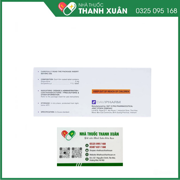 Thuốc Sernal 2mg điều trị bệnh loạn tâm thần cấp và mạn